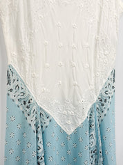 D&G Dolce & Gabbana 2000s White Eyelet Blue Bandana Print Midi Dress - M