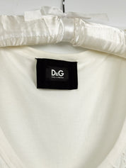 D&G Dolce & Gabbana 2000s White Eyelet Blue Bandana Print Midi Dress - M