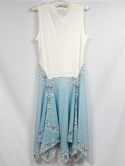 D&G Dolce & Gabbana 2000s White Eyelet Blue Bandana Print Midi Dress - M