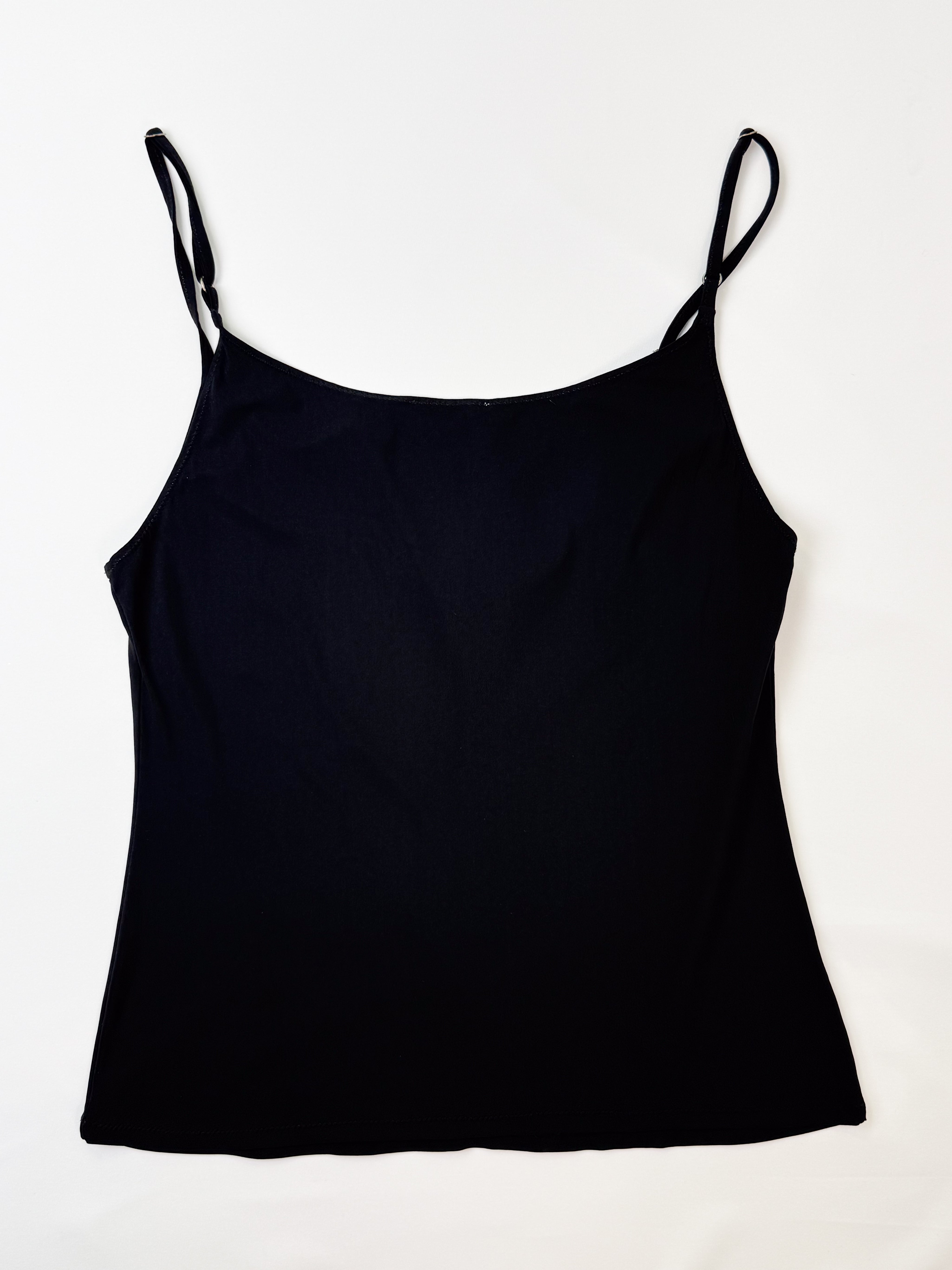 Blugirl Blumarine 2000s Black Floral Appliqué Rhinestone Cami - S/M