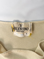 Valentino Boutique 1990s Cream Ribbed Knit Asymmetric Cowl Neck Tank - S