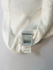 D&G Dolce & Gabbana 2000s White Eyelet Blue Lace Trim Cami - S