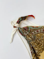D&G Dolce & Gabbana 2000s Silk Paisley Scarf Athletic Graphic Tank - S/M