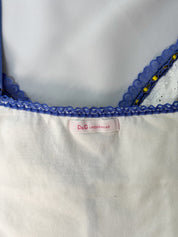 D&G Dolce & Gabbana 2000s White Eyelet Blue Lace Trim Cami - S