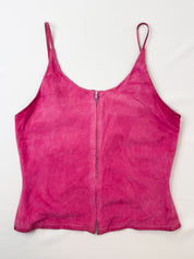 Giorgio Armani 2000s Hot Pink Goat Suede Draped Cami - S