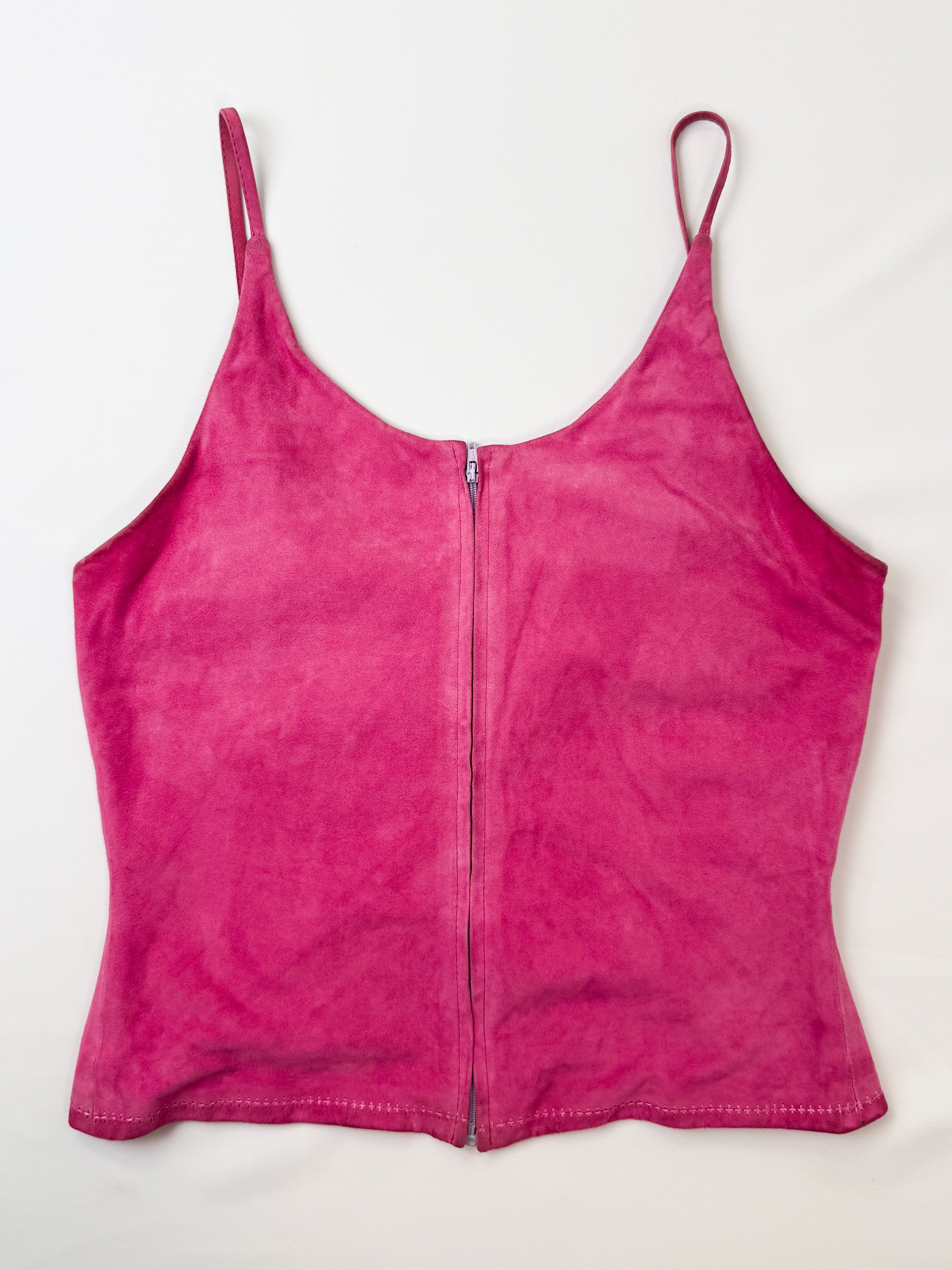 Giorgio Armani 2000s Hot Pink Goat Suede Draped Cami - S