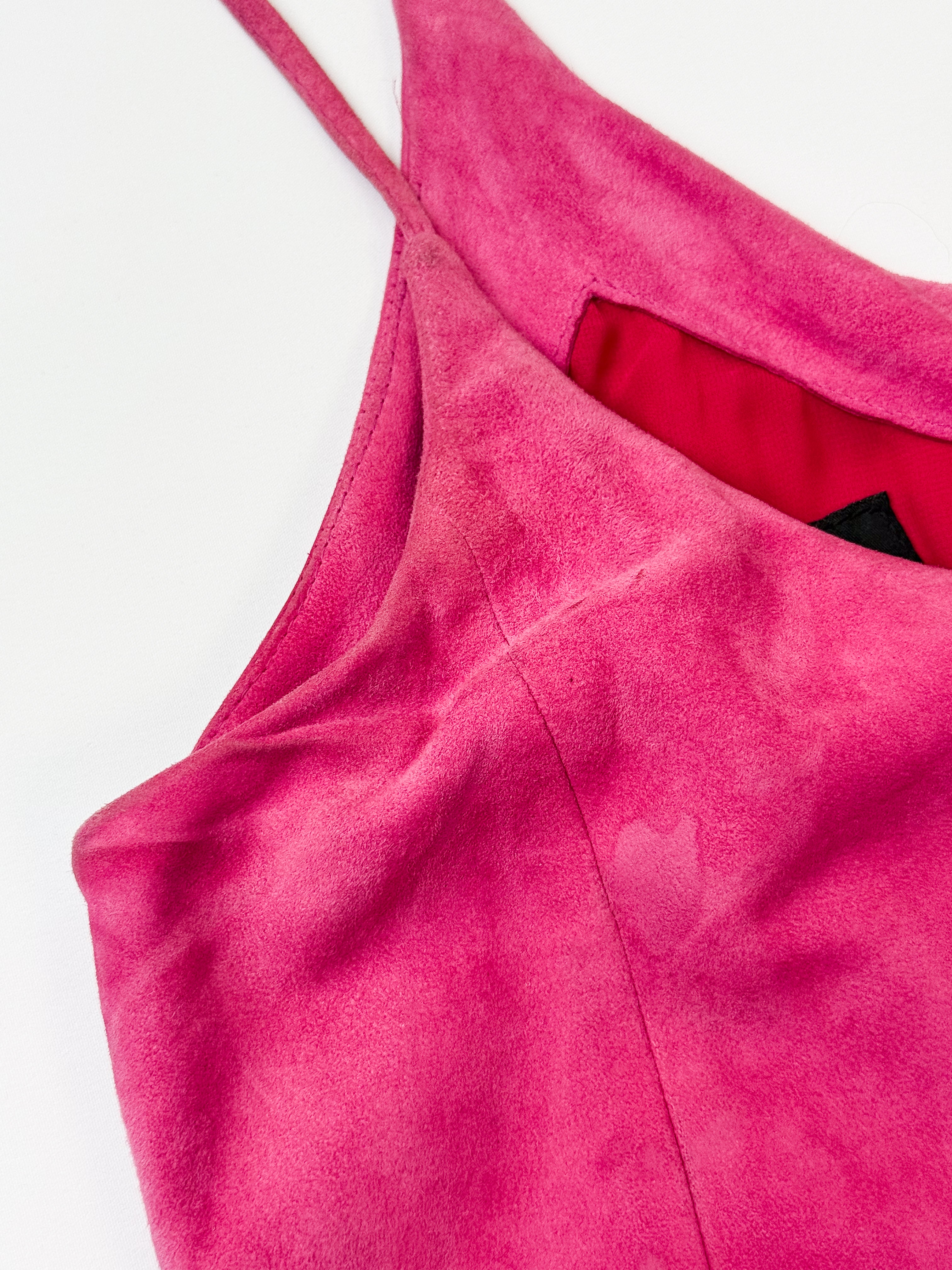 Giorgio Armani 2000s Hot Pink Goat Suede Draped Cami - S