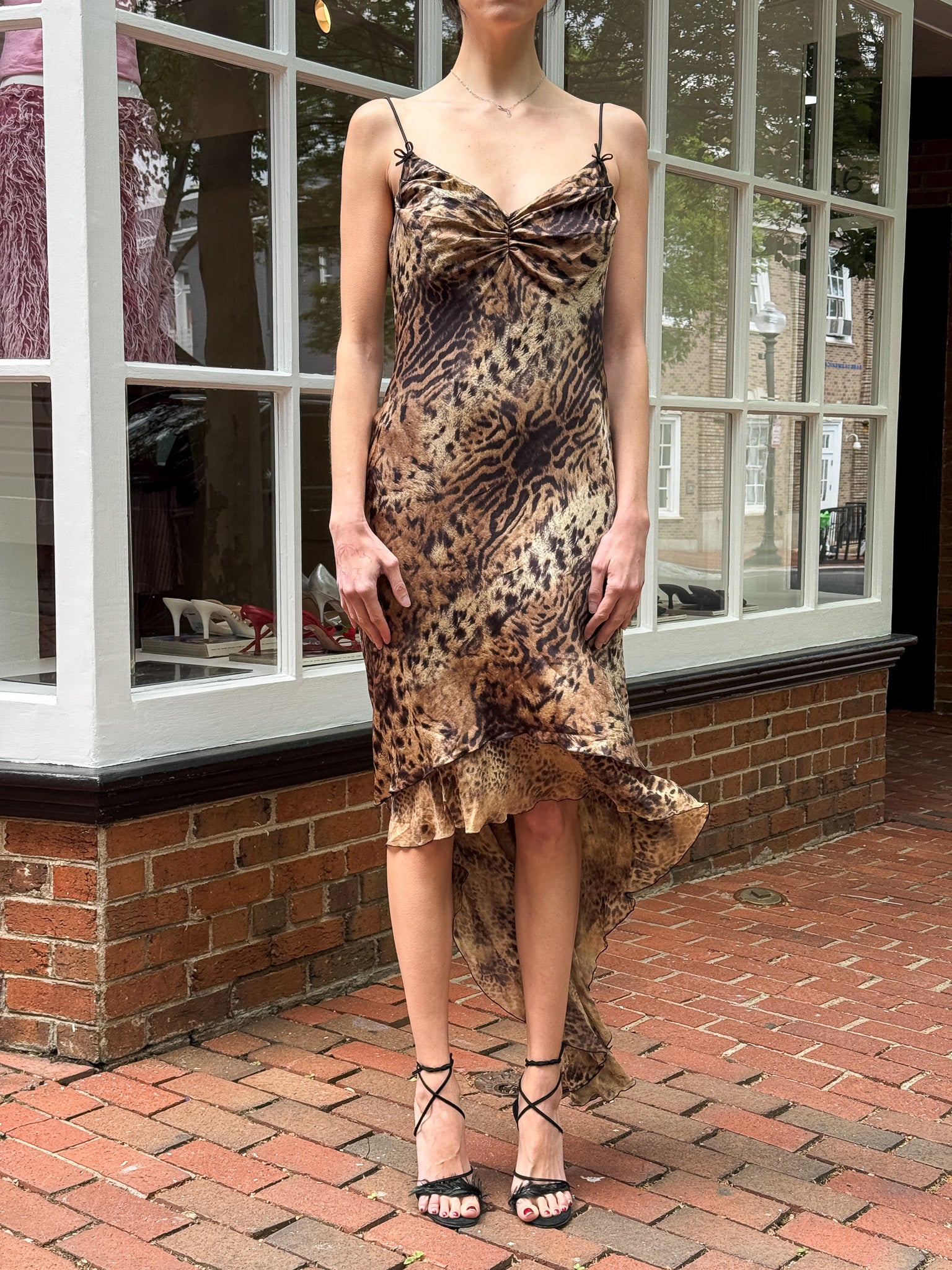 LIST Boutique 2000s Leopard Print Silk Maxi Dress - M/L