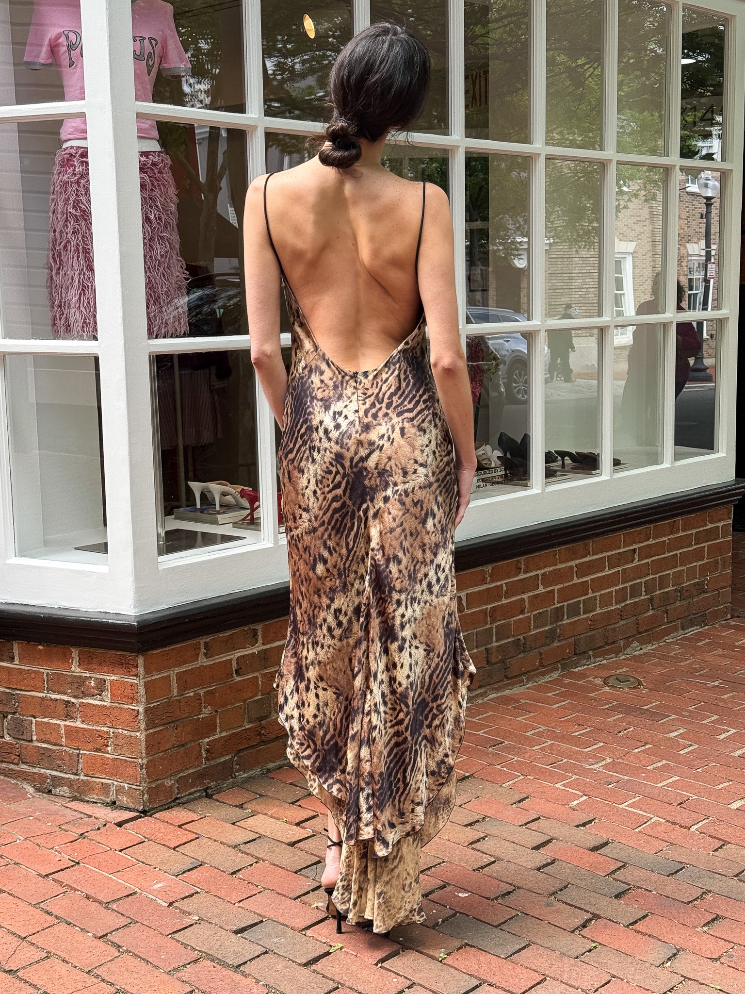LIST Boutique 2000s Leopard Print Silk Maxi Dress - M/L