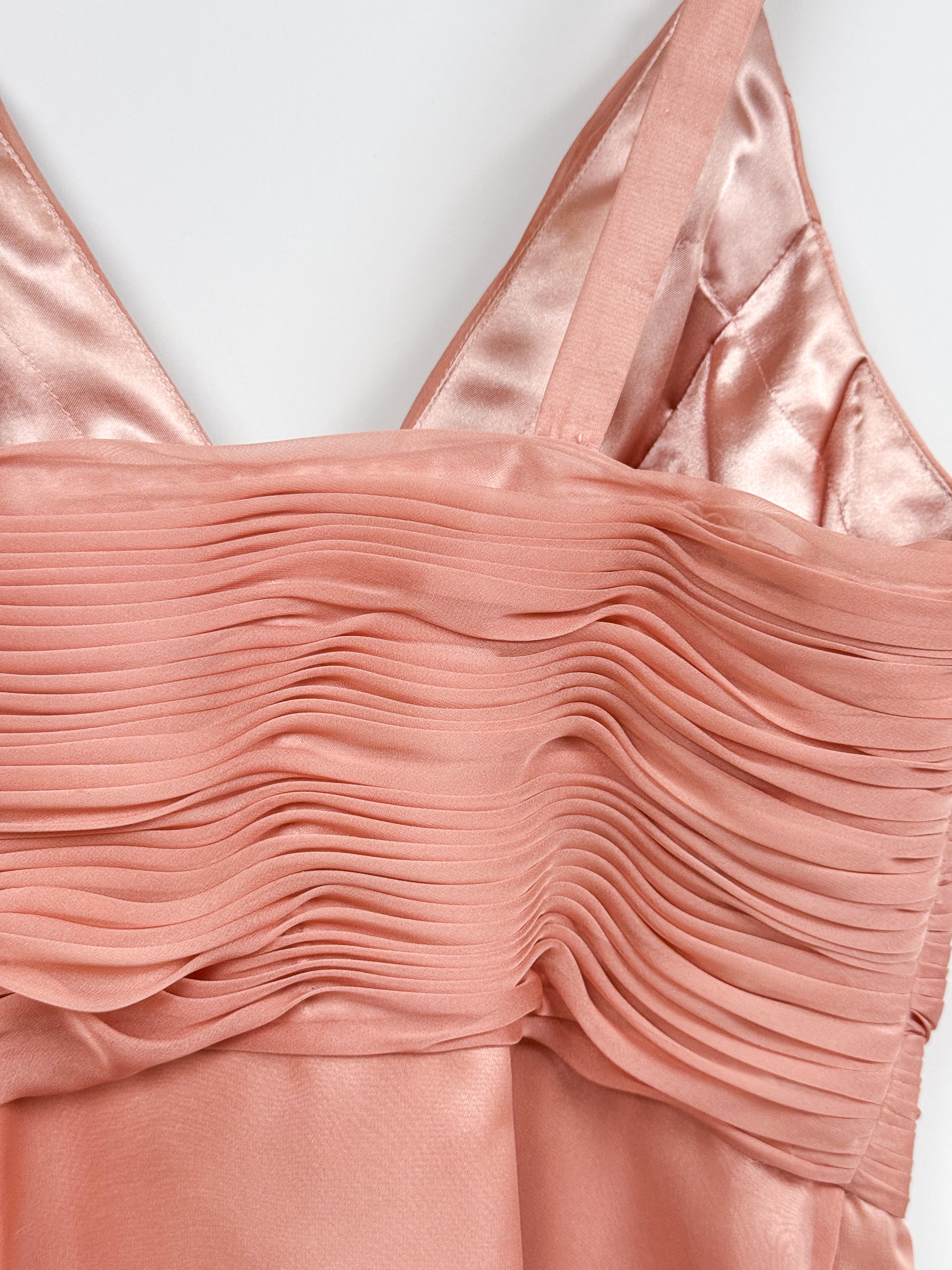 Blugirl Blumarine Modern Dusty Rose Satin Midi Dress - M