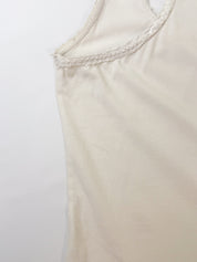 Goldenpoint 2010s Cream Cotton Sequin Trim Racerback Tank - S