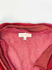Roberto Cavalli 2000s Red Iridescent Metallic Knit Ruffle Tie-Front Top - L