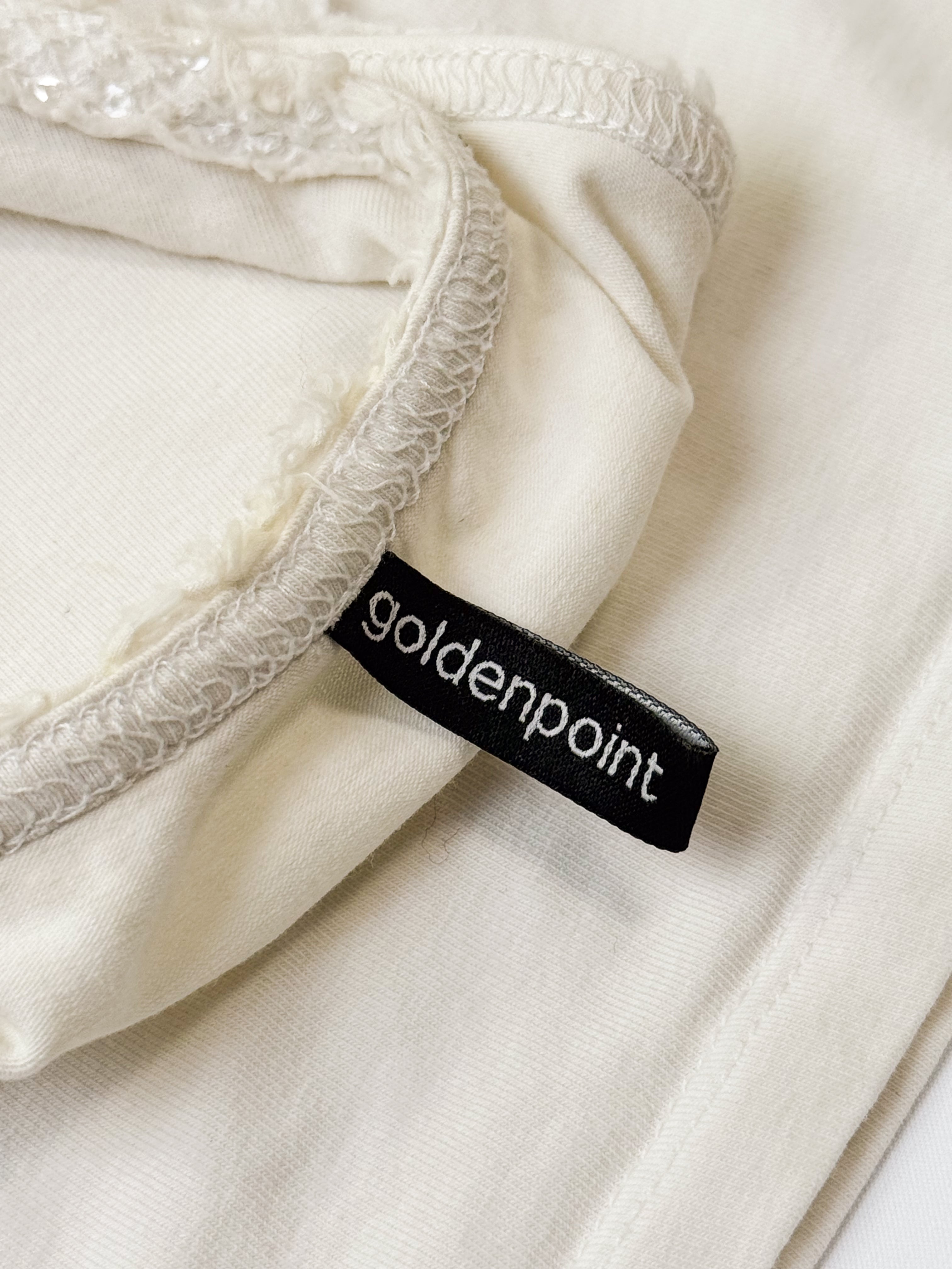 Goldenpoint 2010s Cream Cotton Sequin Trim Racerback Tank - S