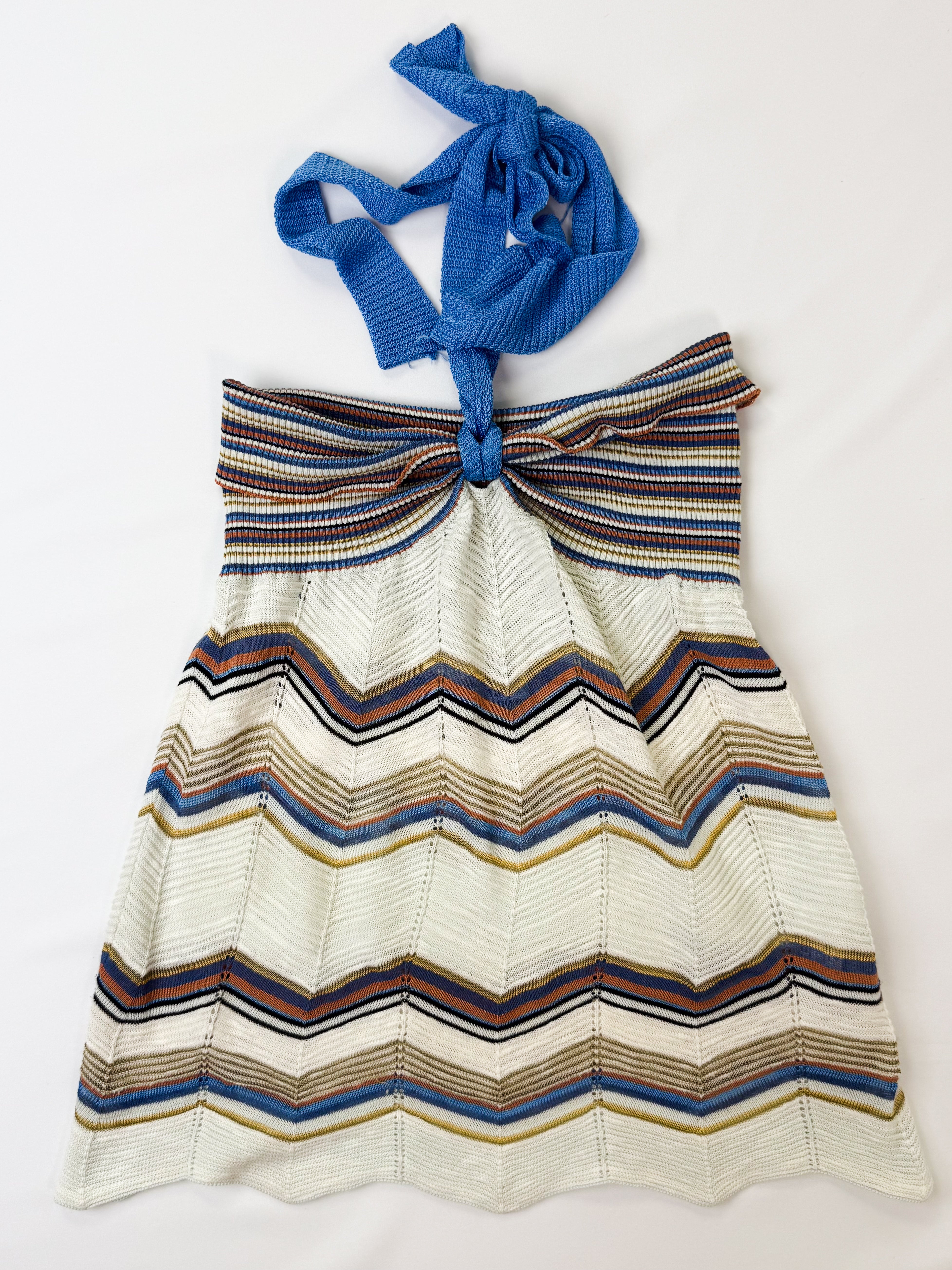 M Missoni 2010s Multicolor Chevron Knit Halter Top - S/M