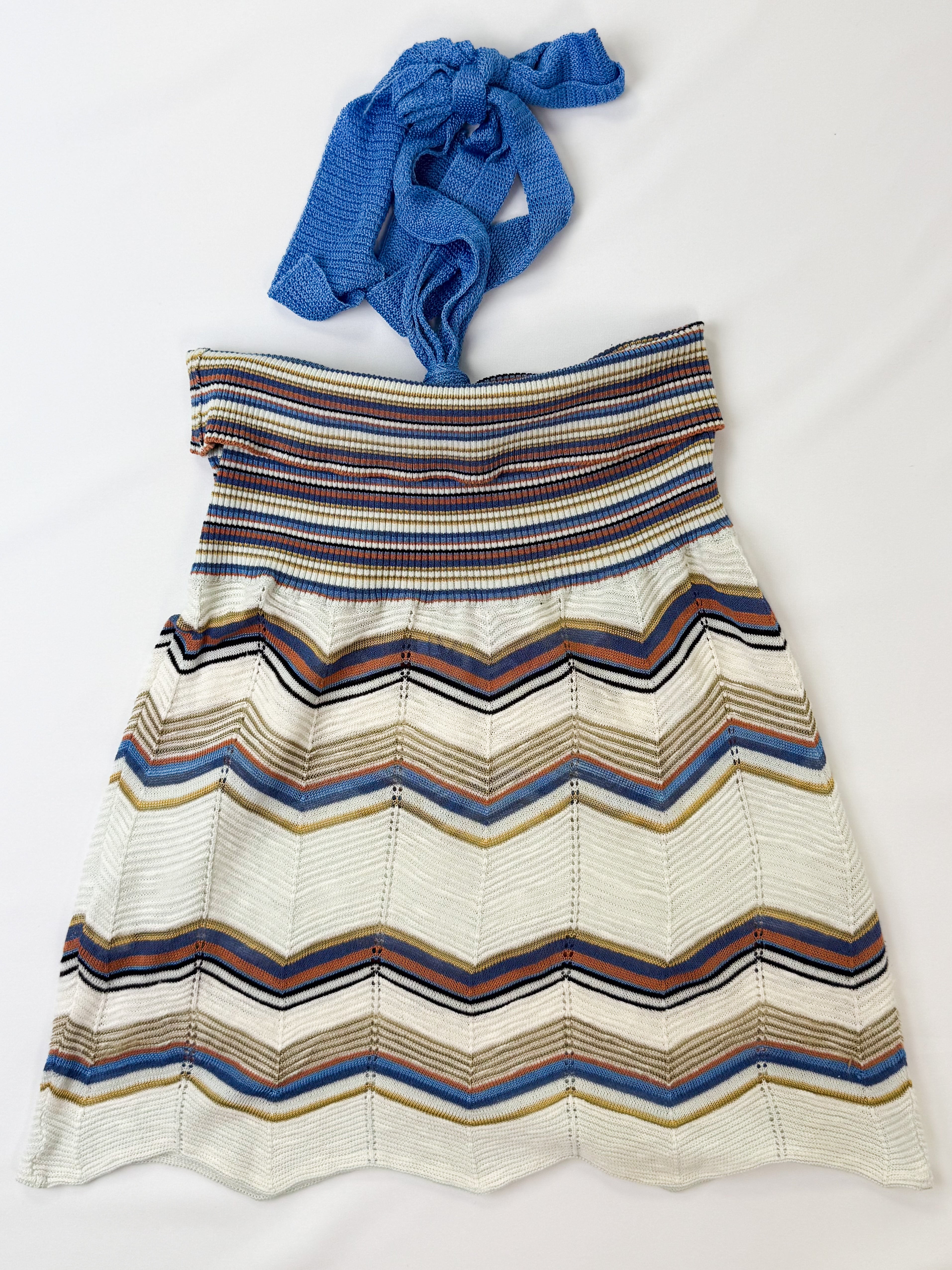 M Missoni 2010s Multicolor Chevron Knit Halter Top - S/M