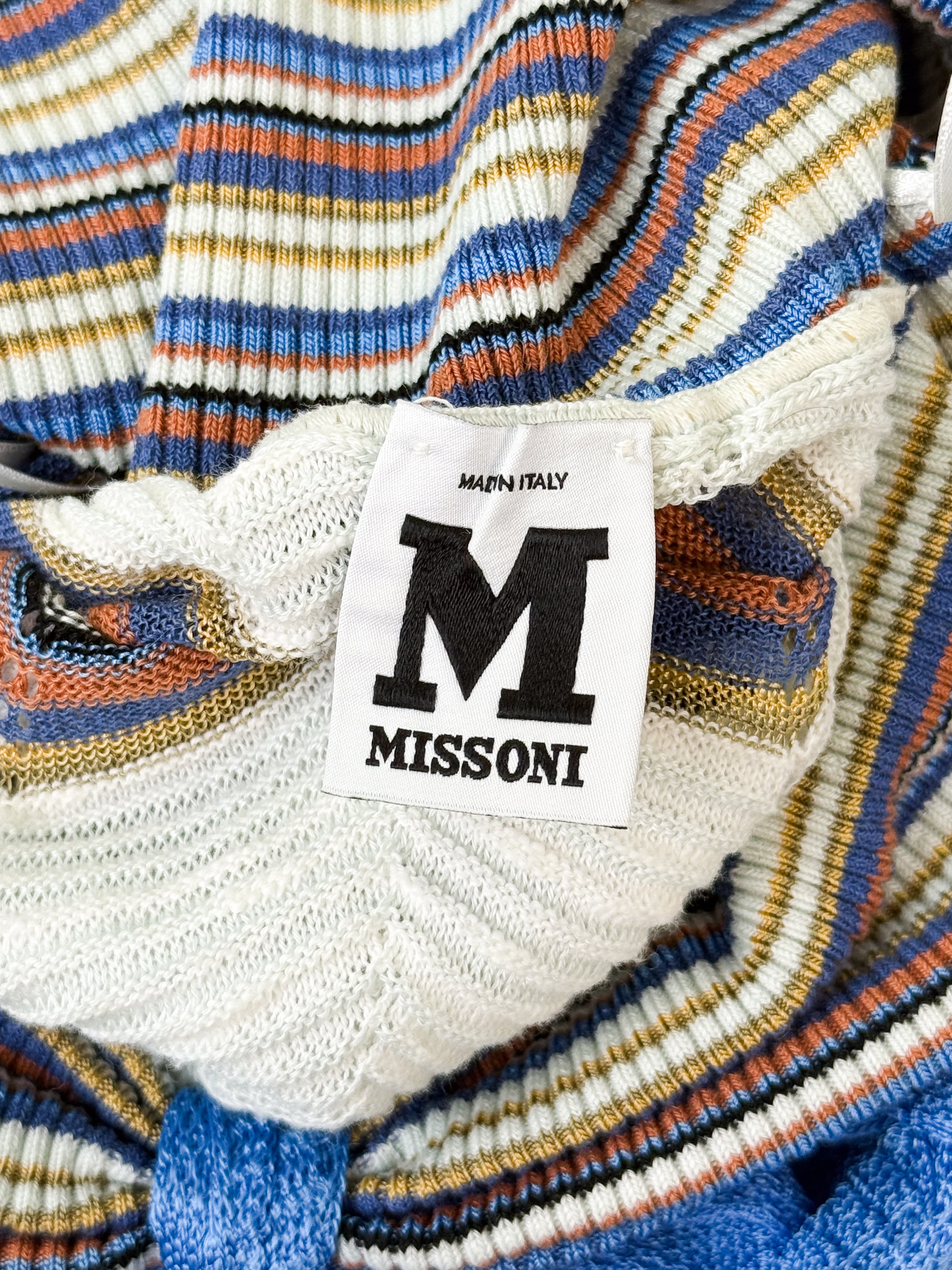 M Missoni 2010s Multicolor Chevron Knit Halter Top - S/M