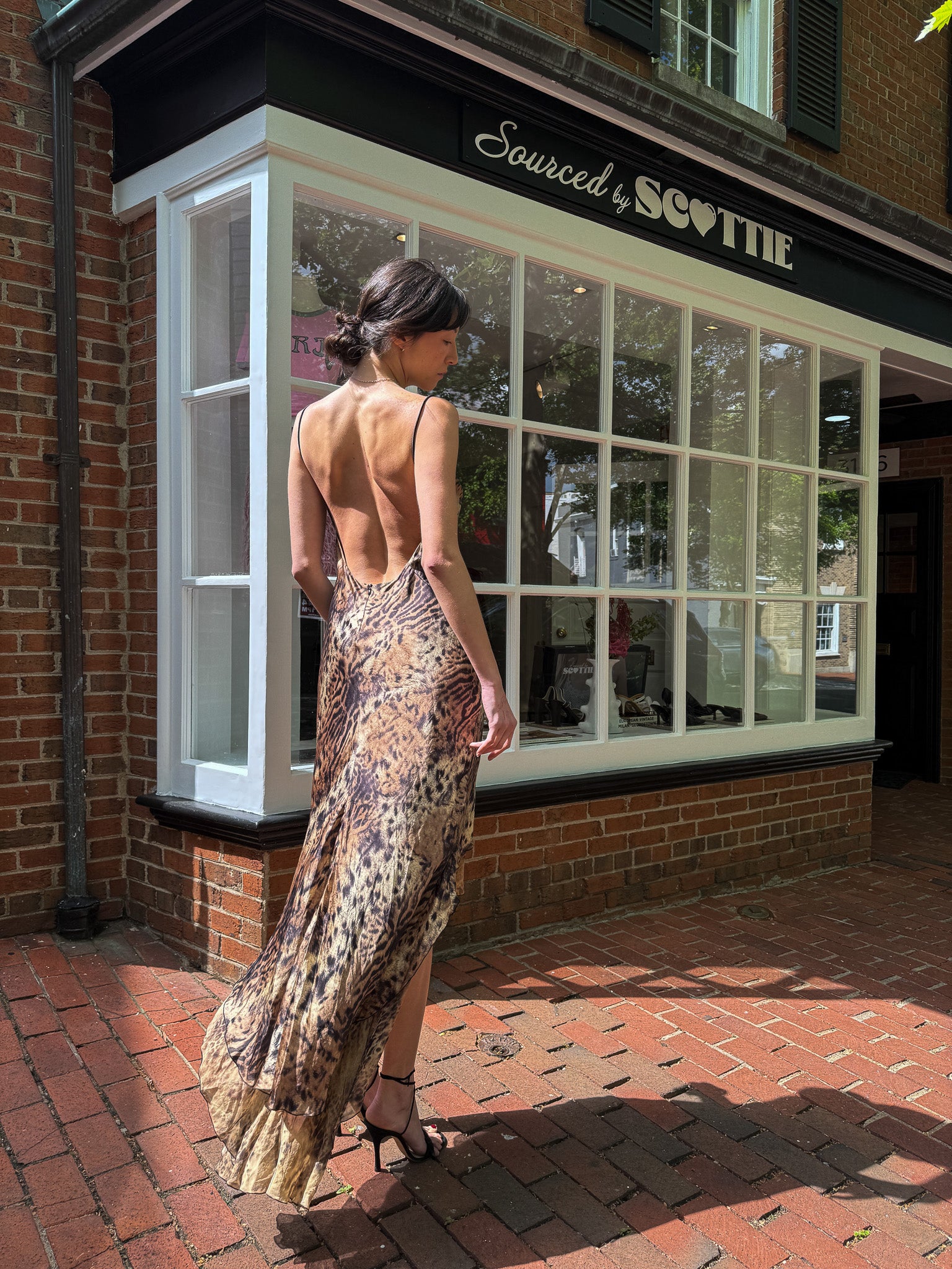 LIST Boutique 2000s Leopard Print Silk Maxi Dress - M/L
