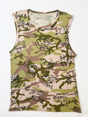 D&G Dolce & Gabbana 2005 Camo Graffiti Print Ribbed Tank - S/M