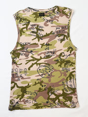 D&G Dolce & Gabbana 2005 Camo Graffiti Print Ribbed Tank - S/M