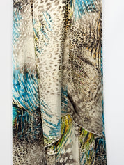 Giorgio Ajutanti 2000s Leopard & Feather Mixed Print Halter Maxi Dress - M/L