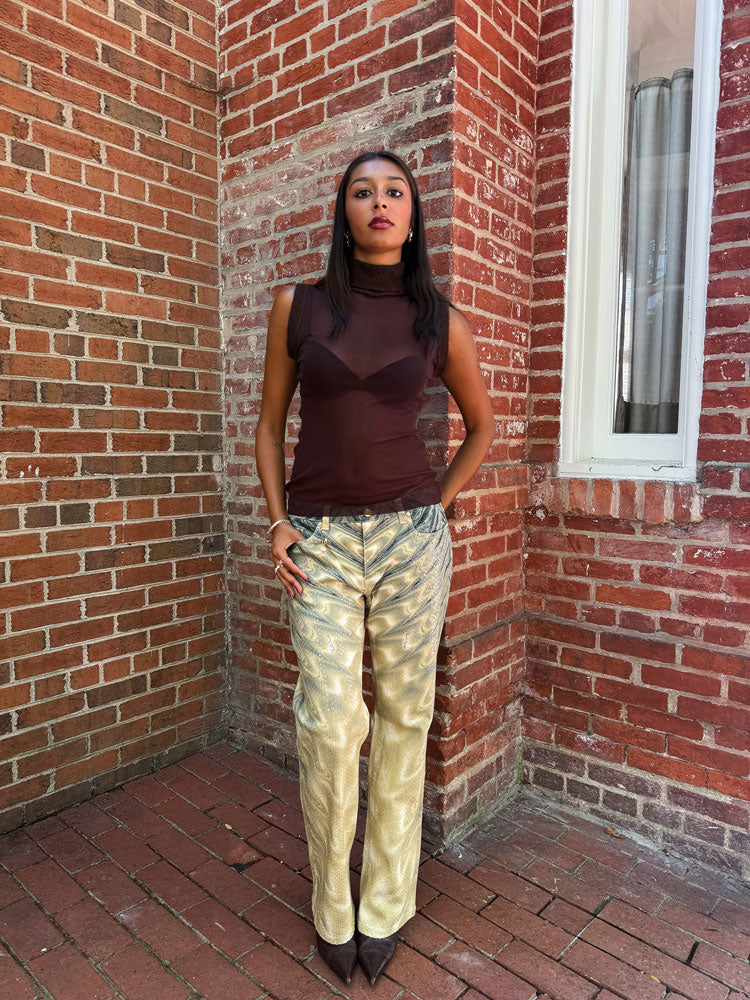Roberto Cavalli 2000s Metallic Gold Gradient Pants
