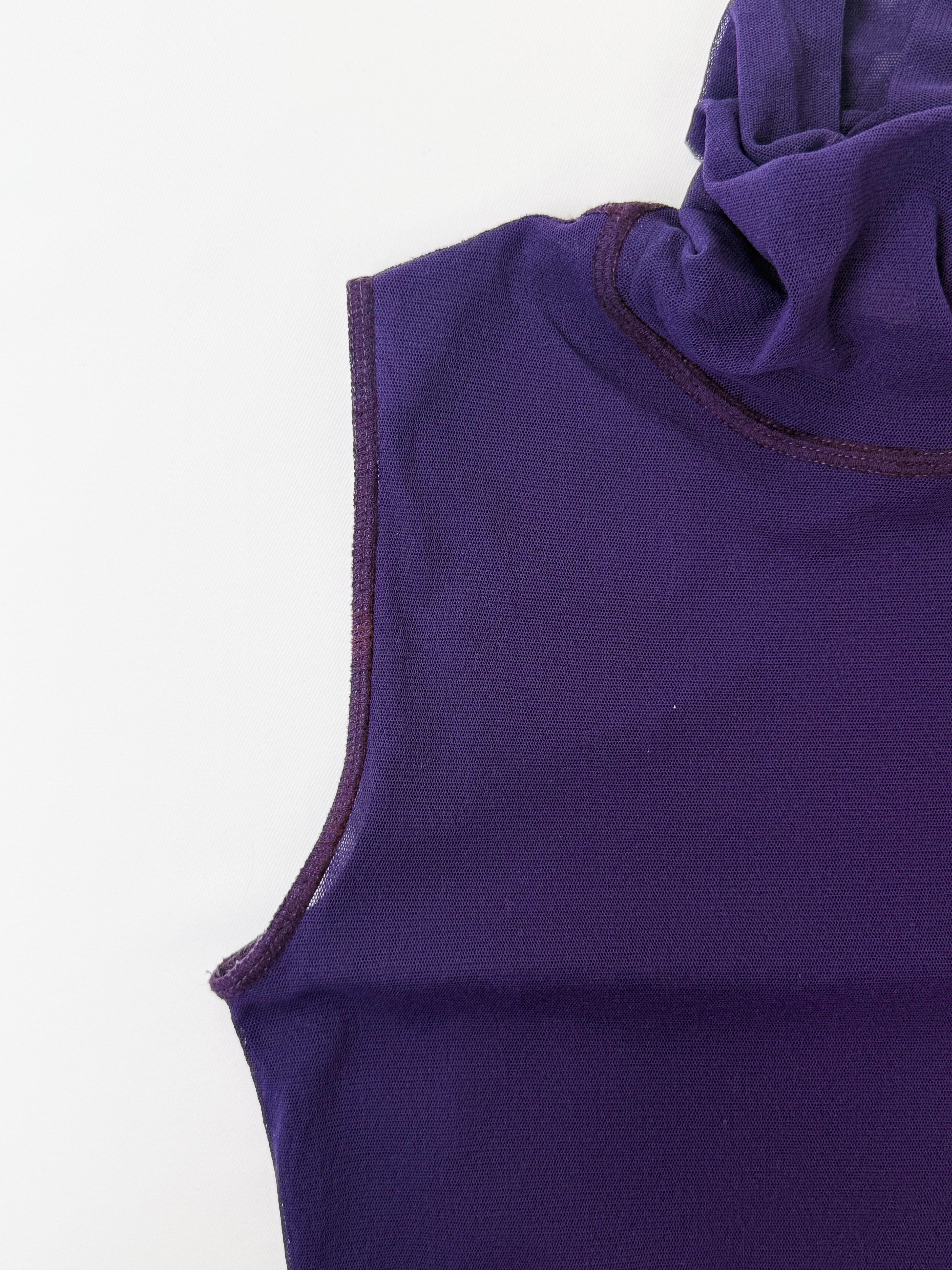 Jean Paul Gaultier Soleil 1990s Purple Mesh Turtleneck Tank - M/L
