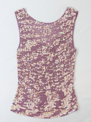 1990s Mauve Iridescent Sequin Crochet Tank - M/L