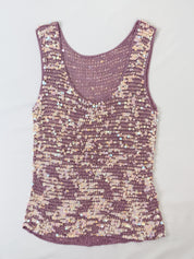 1990s Mauve Iridescent Sequin Crochet Tank - M/L