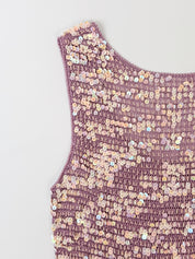 1990s Mauve Iridescent Sequin Crochet Tank - M/L