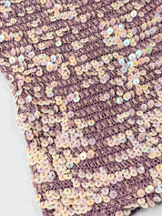 1990s Mauve Iridescent Sequin Crochet Tank - M/L