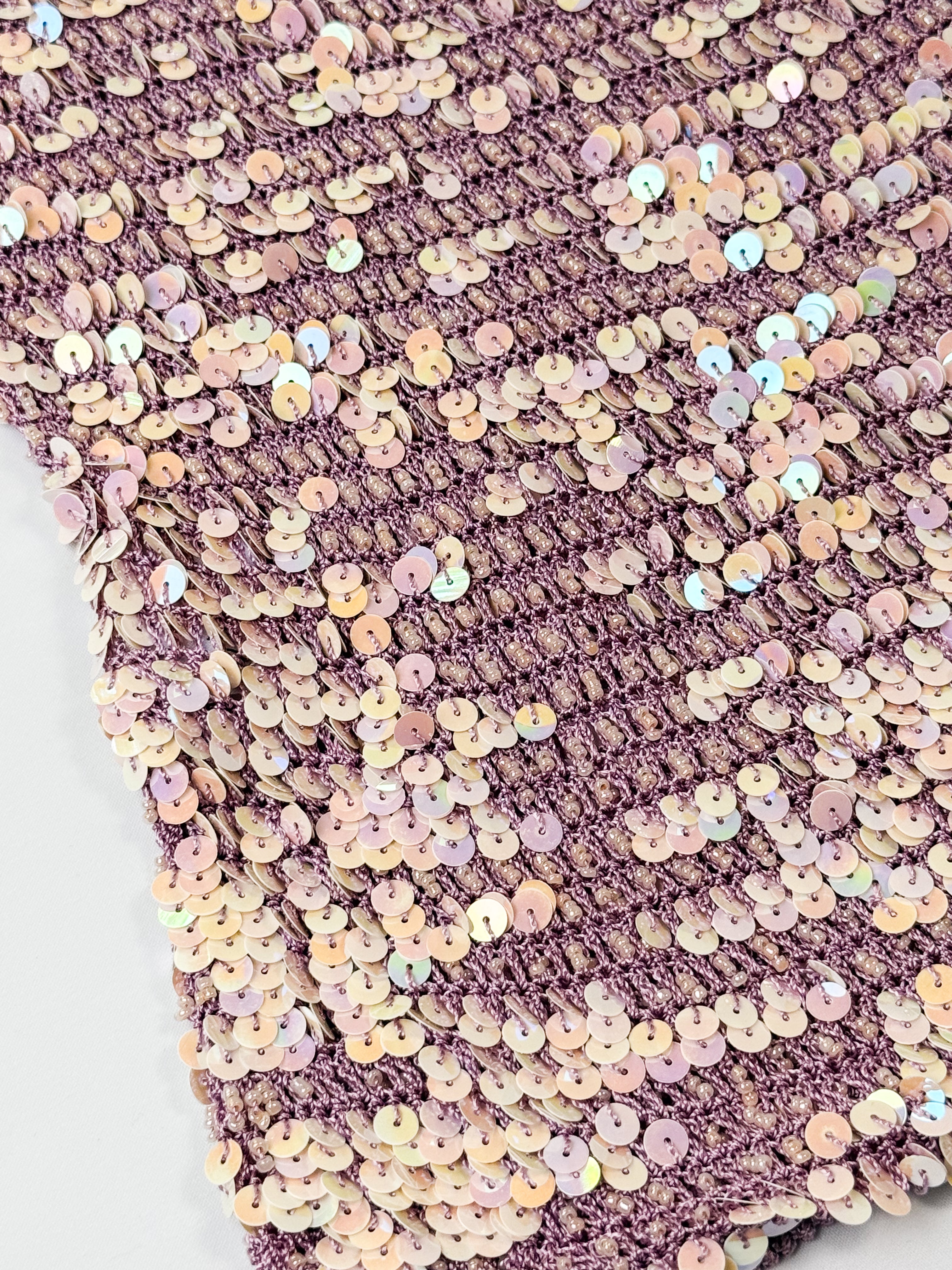 1990s Mauve Iridescent Sequin Crochet Tank - M/L