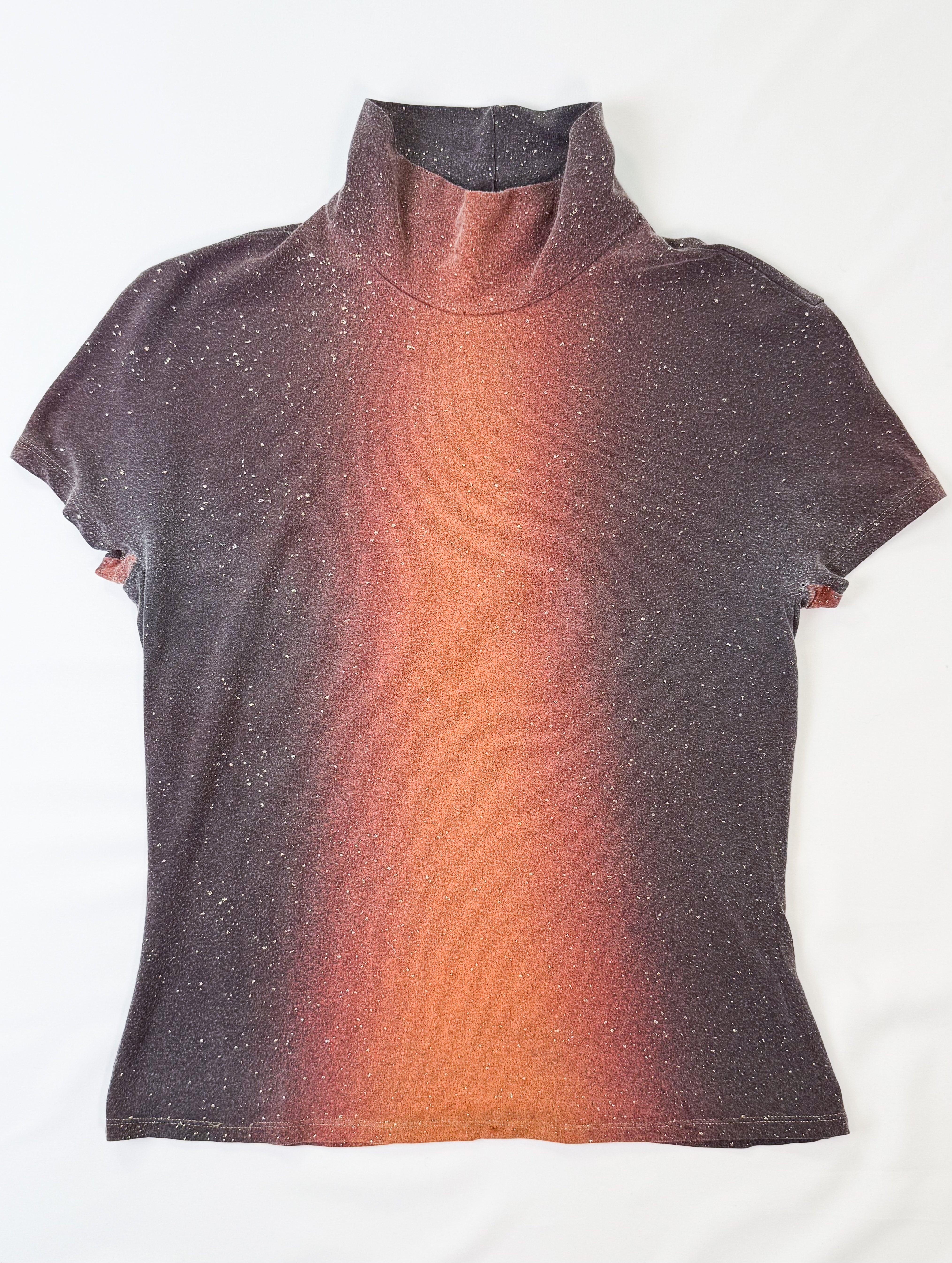 Roberto Cavalli FW 2000 Ombre Glitter Turtleneck Top - M/L