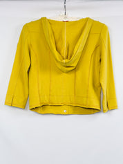 VDP Club 2000s Yellow Suede Panel Rhinestone Studded Hooded Jacket - S/M