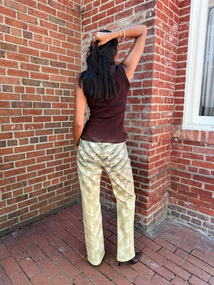 Roberto Cavalli 2000s Metallic Gold Gradient Pants