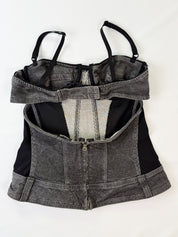 D&G Dolce & Gabbana 2000s Gray Acid Wash Denim Corset Top - XS
