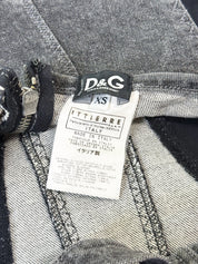D&G Dolce & Gabbana 2000s Gray Acid Wash Denim Corset Top - XS