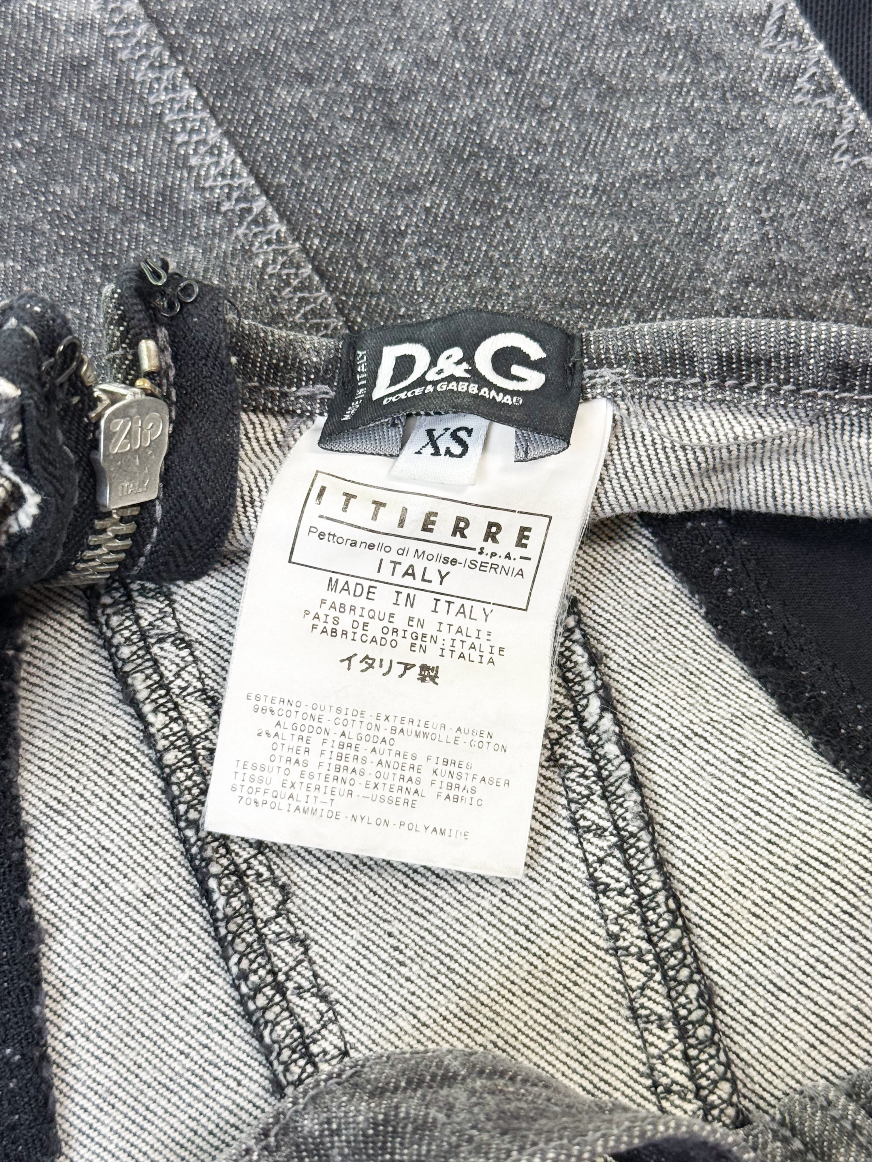D&G Dolce & Gabbana 2000s Gray Acid Wash Denim Corset Top - XS
