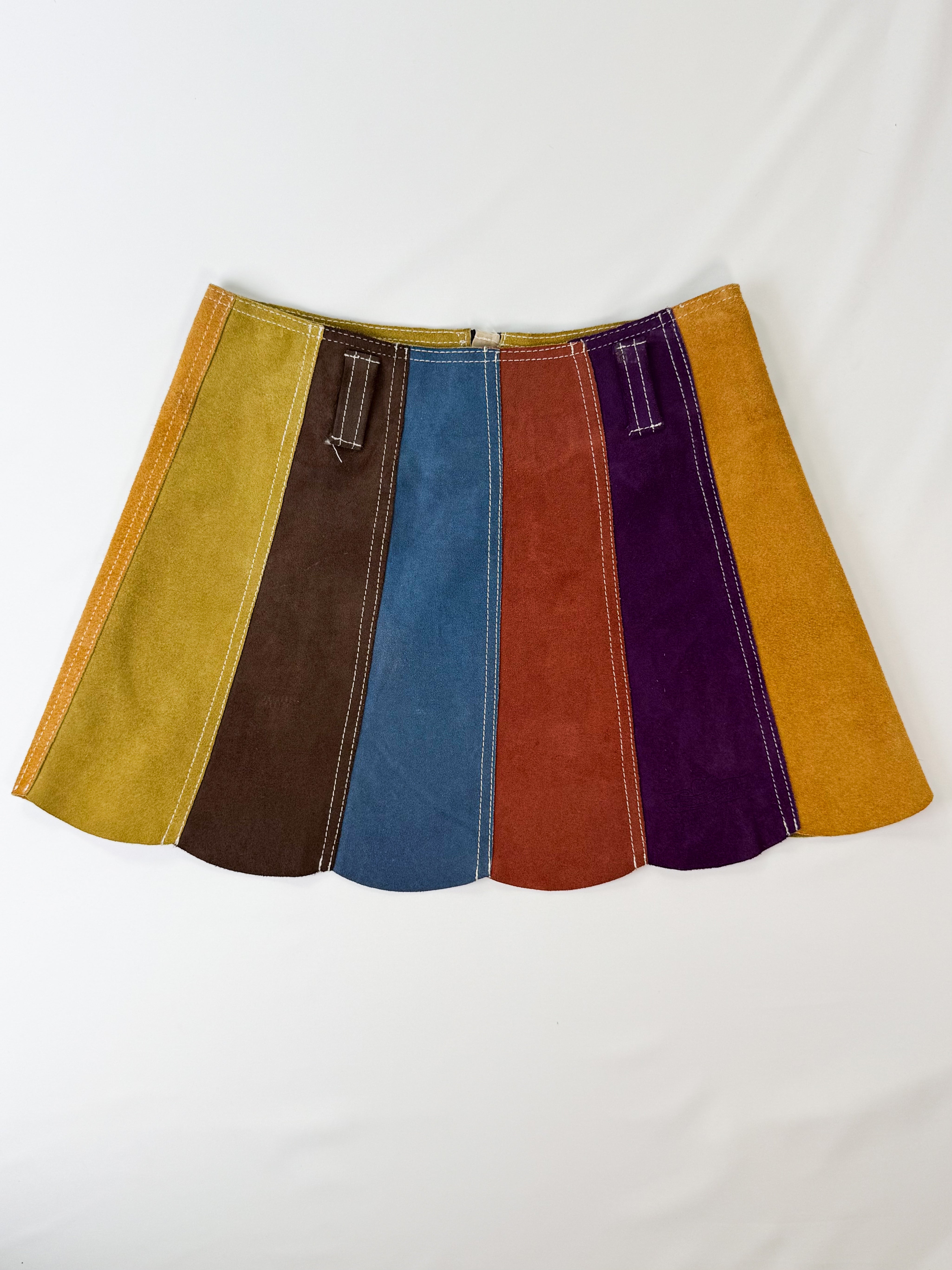 Diesel Hearts Only for Females 1990s Rainbow Patchwork Suede Mini Skirt - XS/S
