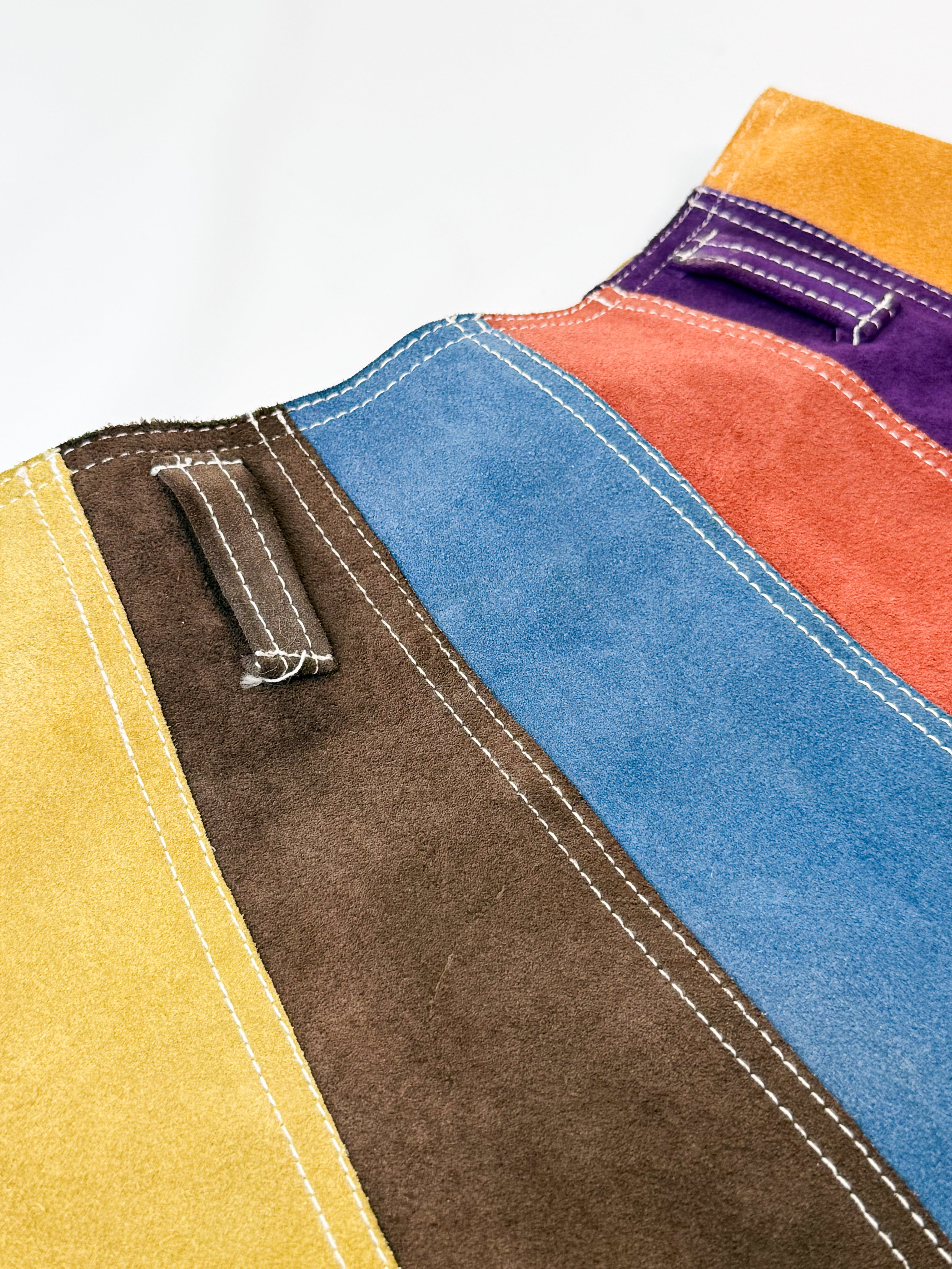 Diesel Hearts Only for Females 1990s Rainbow Patchwork Suede Mini Skirt - XS/S