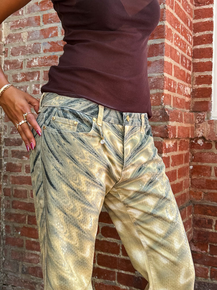 Roberto Cavalli 2000s Metallic Gold Gradient Pants