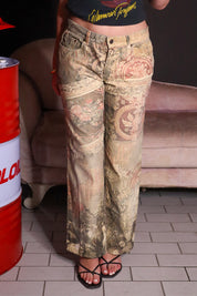 Roberto Cavalli 2000s Baroque Tapestry Print Jeans