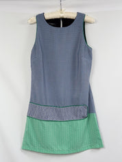 Rinascimento 2000s Blue and Green Mixed Print Color Block Mini Dress - M/L