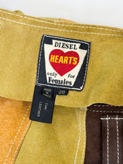 Diesel Hearts Only for Females 1990s Rainbow Patchwork Suede Mini Skirt - XS/S