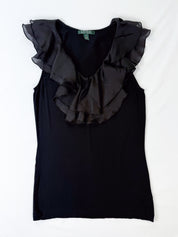 Lauren Ralph Lauren 2000s Black Chiffon Ruffle Tank - M