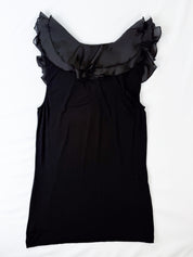Lauren Ralph Lauren 2000s Black Chiffon Ruffle Tank - M