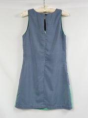 Rinascimento 2000s Blue and Green Mixed Print Color Block Mini Dress - M/L