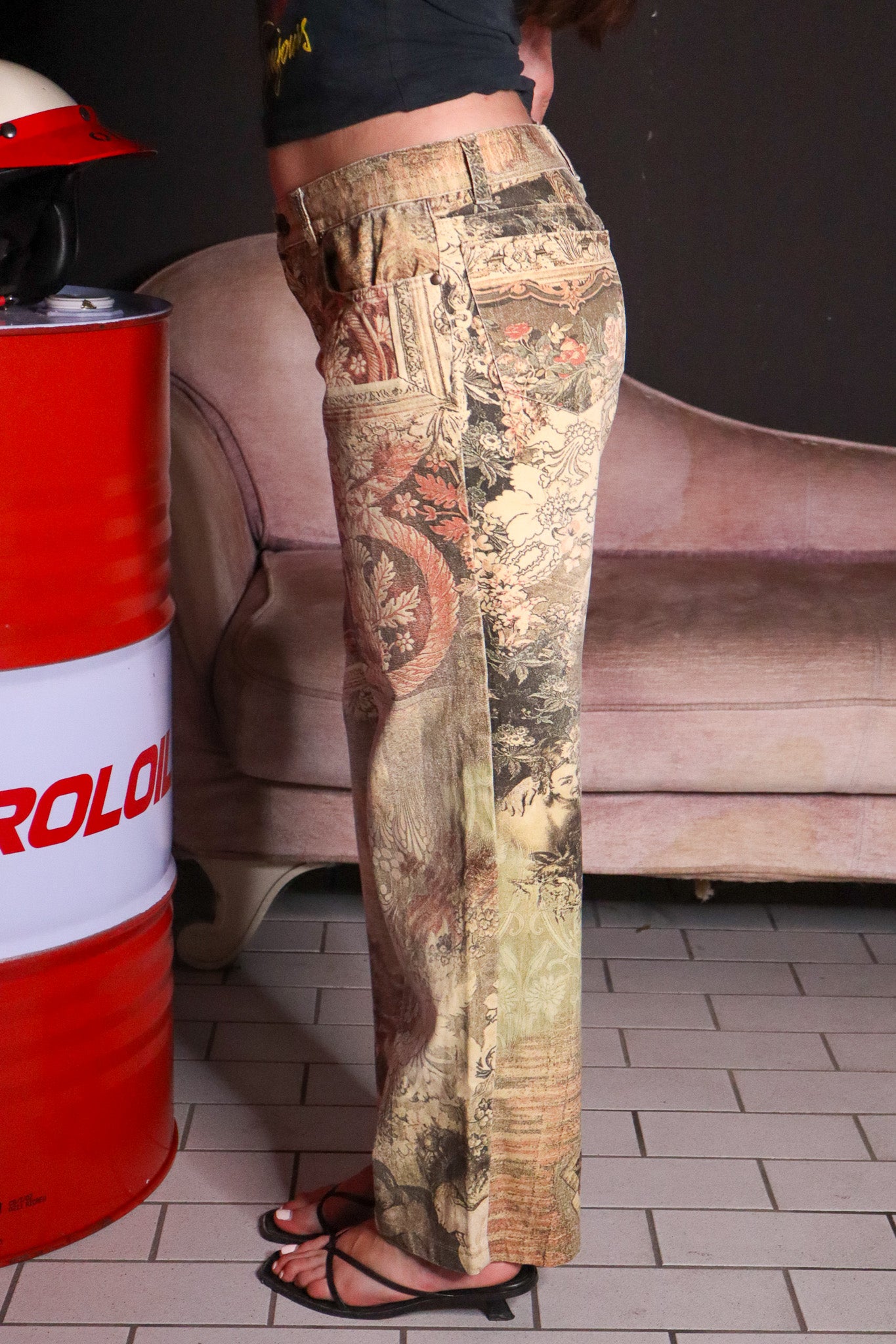 Roberto Cavalli 2000s Baroque Tapestry Print Jeans