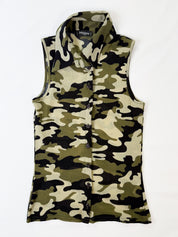 Sinéquanone Paris 2000s Camo Print Sleeveless Button-Up - S/M