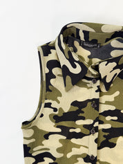 Sinéquanone Paris 2000s Camo Print Sleeveless Button-Up - S/M