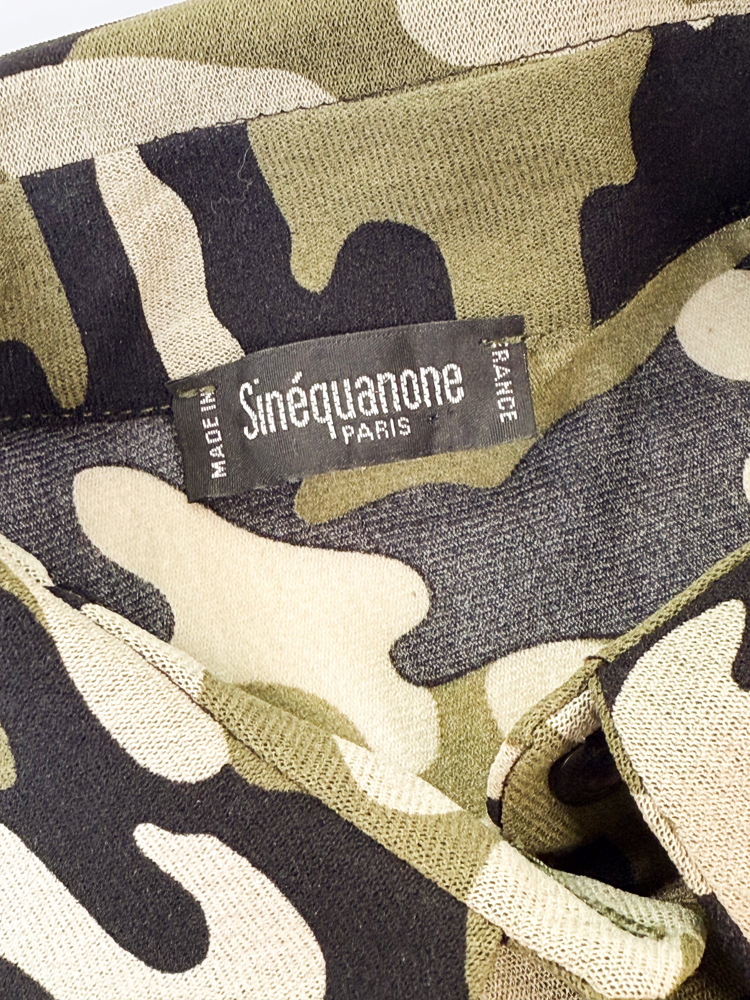 Sinéquanone Paris 2000s Camo Print Sleeveless Button-Up - S/M